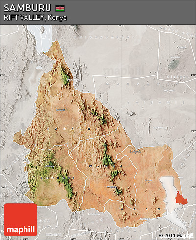Satellite Map of SAMBURU, lighten, semi-desaturated
