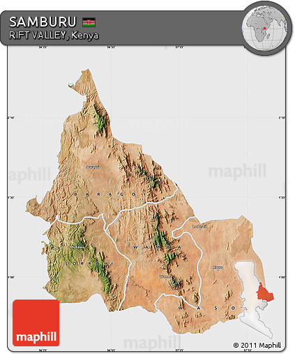 Satellite Map of SAMBURU, single color outside