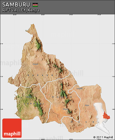 Satellite Map of SAMBURU, single color outside