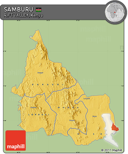 Savanna Style Map of SAMBURU, single color outside