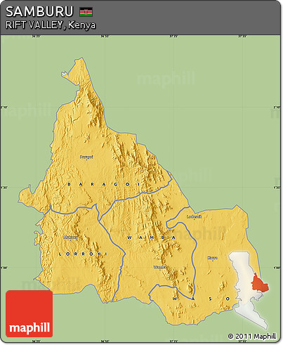 Savanna Style Map of SAMBURU, single color outside