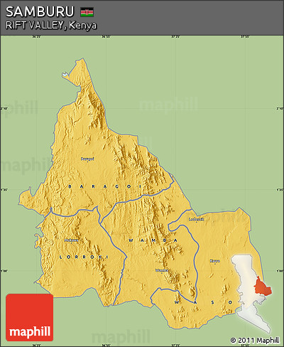 Savanna Style Map of SAMBURU, single color outside
