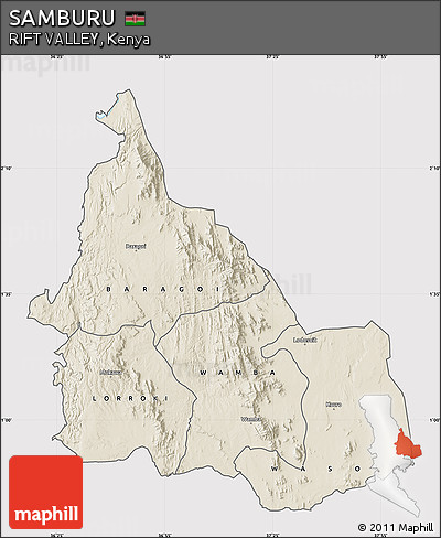Shaded Relief Map of SAMBURU, cropped outside