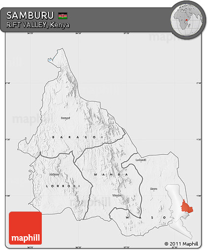Silver Style Map of SAMBURU, single color outside