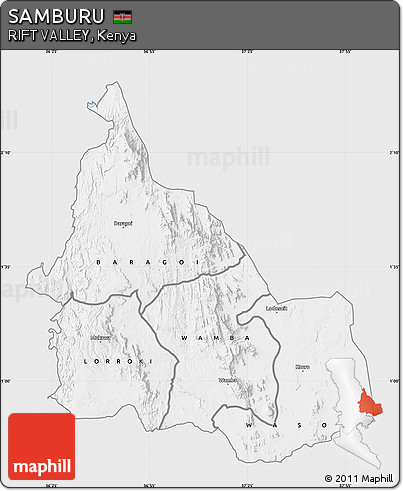 Silver Style Map of SAMBURU, single color outside