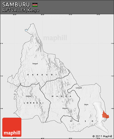 Silver Style Map of SAMBURU, single color outside