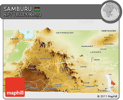 Physical Panoramic Map of SAMBURU