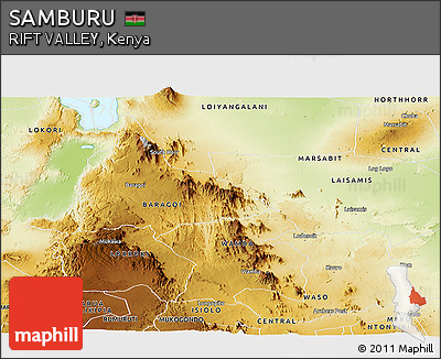 Physical Panoramic Map of SAMBURU