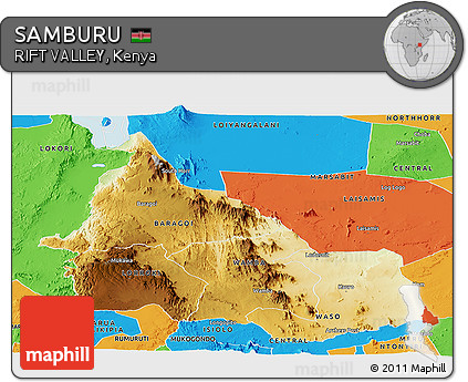 Physical Panoramic Map of SAMBURU, political outside