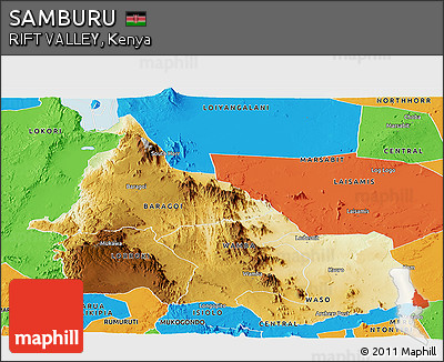 Physical Panoramic Map of SAMBURU, political outside
