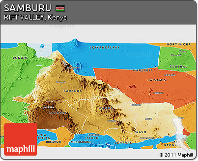 Physical Panoramic Map of SAMBURU, political outside