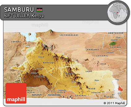 Physical Panoramic Map of SAMBURU, satellite outside