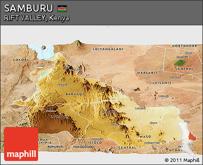 Physical Panoramic Map of SAMBURU, satellite outside