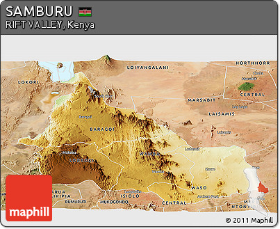 Physical Panoramic Map of SAMBURU, satellite outside