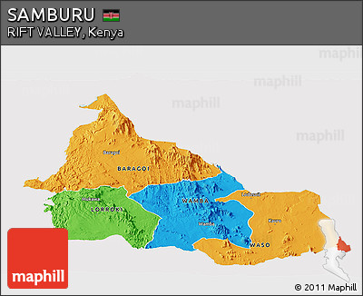 Political Panoramic Map of SAMBURU, cropped outside