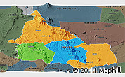Political Panoramic Map of SAMBURU, darken, semi-desaturated