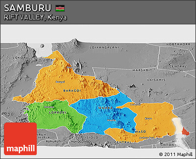Political Panoramic Map of SAMBURU, desaturated
