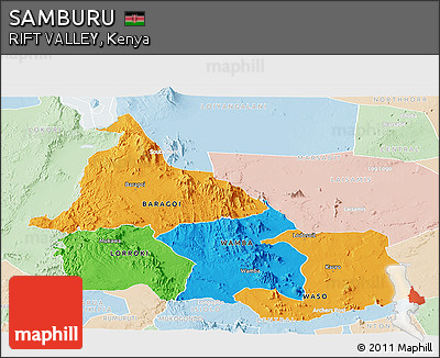 Political Panoramic Map of SAMBURU, lighten
