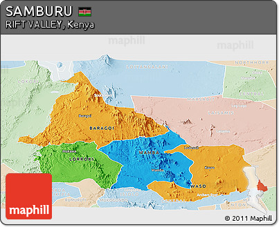 Political Panoramic Map of SAMBURU, lighten
