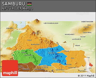 Political Panoramic Map of SAMBURU, physical outside
