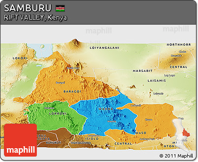 Political Panoramic Map of SAMBURU, physical outside