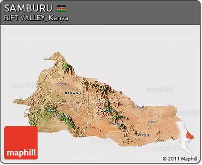 Satellite Panoramic Map of SAMBURU, cropped outside