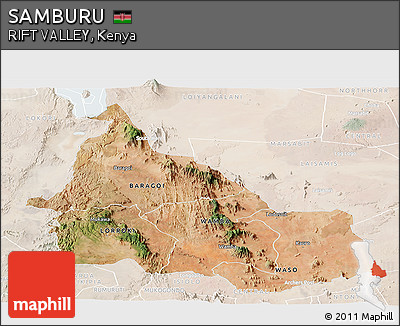 Satellite Panoramic Map of SAMBURU, lighten