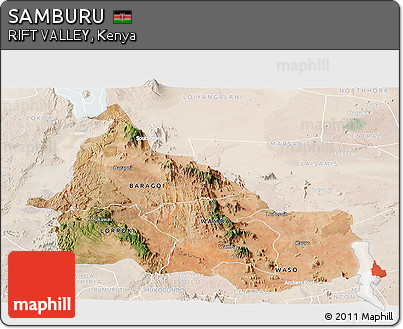 Satellite Panoramic Map of SAMBURU, lighten