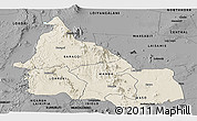 Shaded Relief Panoramic Map of SAMBURU, darken, desaturated