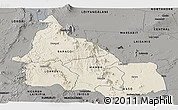 Shaded Relief Panoramic Map of SAMBURU, darken, semi-desaturated
