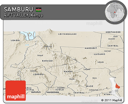 Shaded Relief Panoramic Map of SAMBURU