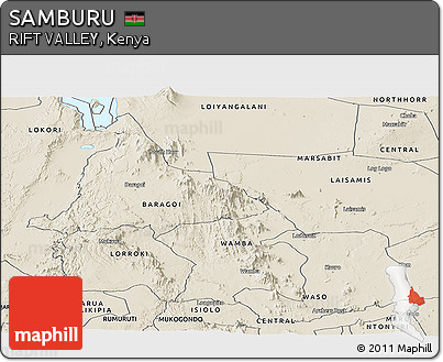 Shaded Relief Panoramic Map of SAMBURU
