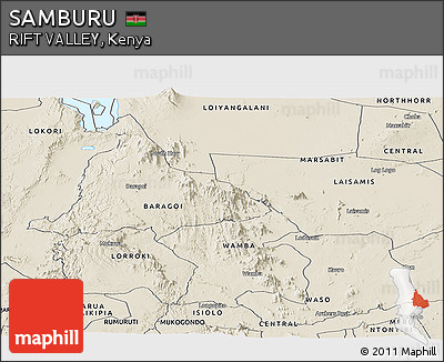Shaded Relief Panoramic Map of SAMBURU