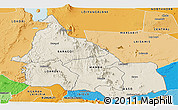 Shaded Relief Panoramic Map of SAMBURU, political shades outside