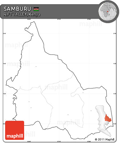 Blank Simple Map of SAMBURU, cropped outside, no labels