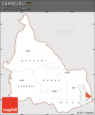 Classic Style Simple Map of SAMBURU, cropped outside