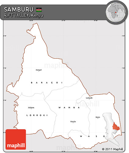 Classic Style Simple Map of SAMBURU, cropped outside