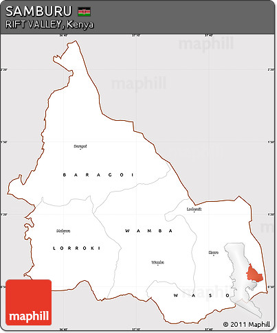 Classic Style Simple Map of SAMBURU, cropped outside