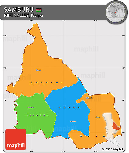 Political Simple Map of SAMBURU, cropped outside
