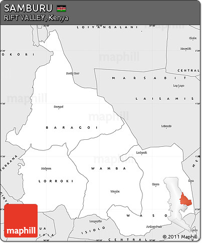 Silver Style Simple Map of SAMBURU