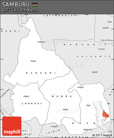 Silver Style Simple Map of SAMBURU
