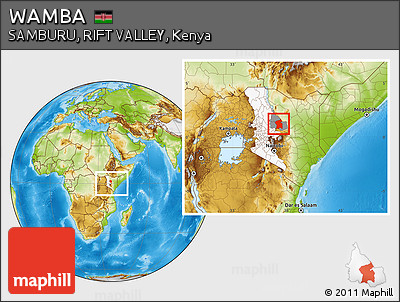 Physical Location Map of WAMBA, highlighted parent region, highlighted grandparent region, within the entire country