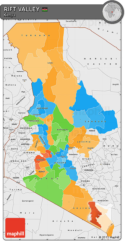 Political Simple Map of RIFT VALLEY, single color outside, borders and labels
