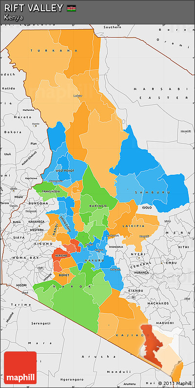 Political Simple Map of RIFT VALLEY, single color outside, borders and labels