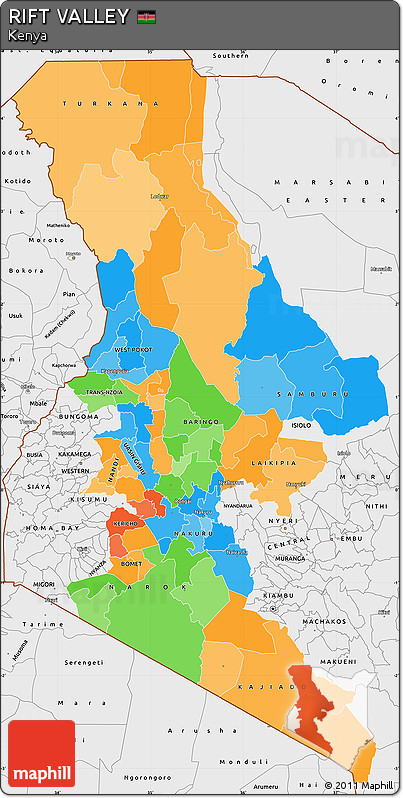 Political Simple Map of RIFT VALLEY, single color outside, borders and labels