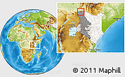 Physical Location Map of KIBISH, highlighted country, highlighted grandparent region, within the entire country