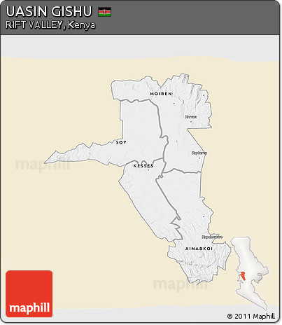 Classic Style 3D Map of UASIN GISHU, single color outside