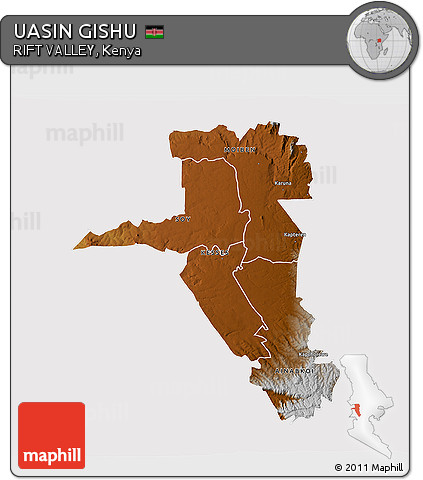 Physical 3D Map of UASIN GISHU, cropped outside