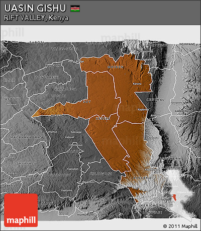 Physical 3D Map of UASIN GISHU, desaturated