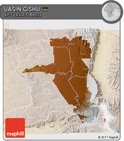 Physical 3D Map of UASIN GISHU, lighten